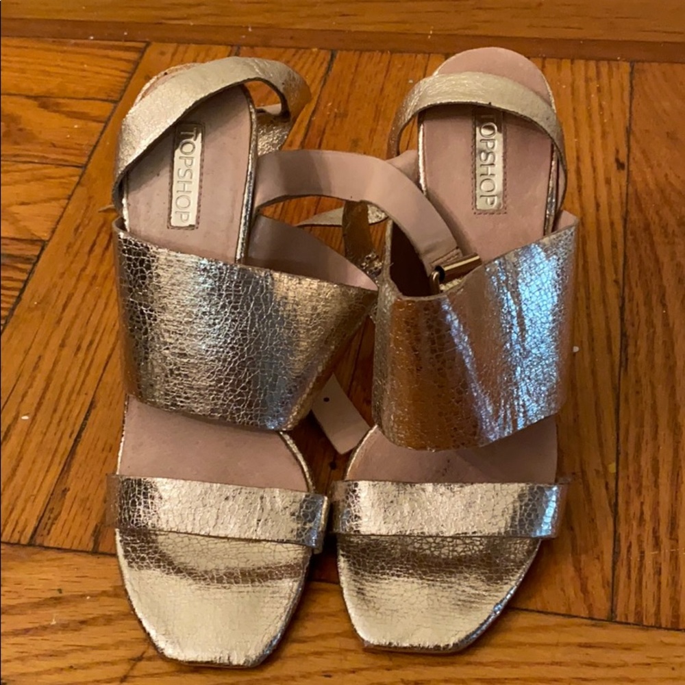 Gold Topshop Open Toe Hells